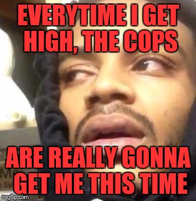 Hits Blunt | EVERYTIME I GET HIGH, THE COPS; ARE REALLY GONNA GET ME THIS TIME | image tagged in hits blunt | made w/ Imgflip meme maker