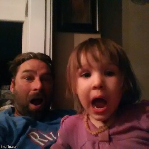shocked dad daughter | . | image tagged in shocked dad daughter | made w/ Imgflip meme maker