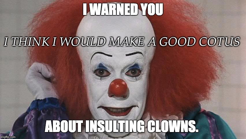 clown | I THINK I WOULD MAKE A GOOD COTUS | image tagged in clown | made w/ Imgflip meme maker