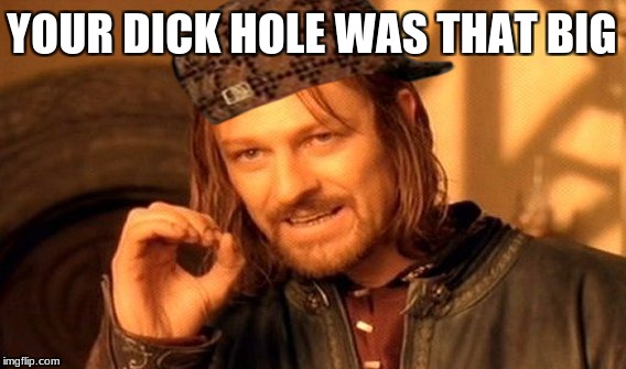 One Does Not Simply Meme | YOUR DICK HOLE WAS THAT BIG | image tagged in memes,one does not simply,scumbag | made w/ Imgflip meme maker
