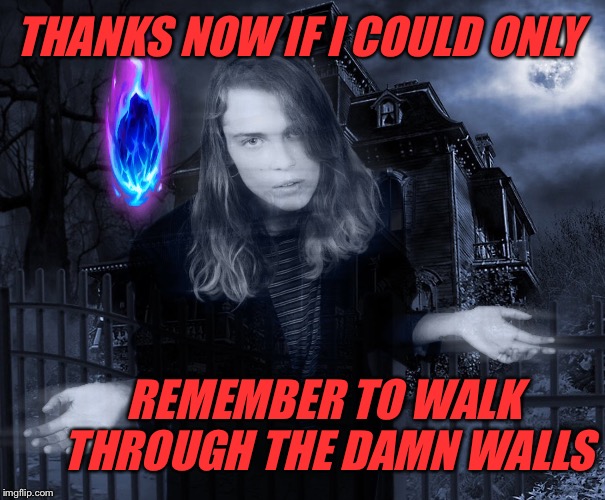 THANKS NOW IF I COULD ONLY REMEMBER TO WALK THROUGH THE DAMN WALLS | made w/ Imgflip meme maker