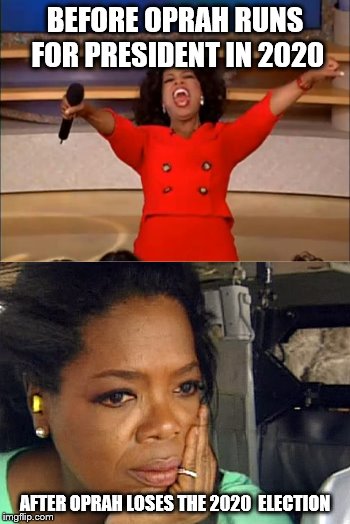Why bother? | BEFORE OPRAH RUNS FOR PRESIDENT IN 2020; AFTER OPRAH LOSES THE 2020  ELECTION | image tagged in memes,oprah you get a | made w/ Imgflip meme maker