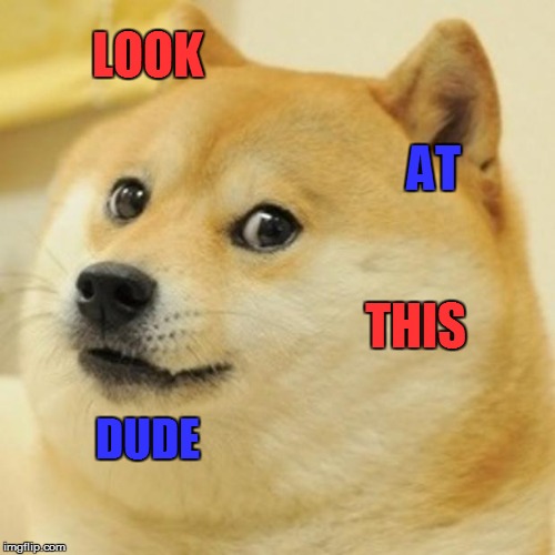 Doge | LOOK; AT; THIS; DUDE | image tagged in memes,doge | made w/ Imgflip meme maker