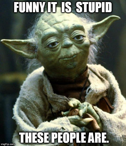 Star Wars Yoda Meme | FUNNY IT  IS  STUPID THESE PEOPLE ARE. | image tagged in memes,star wars yoda | made w/ Imgflip meme maker