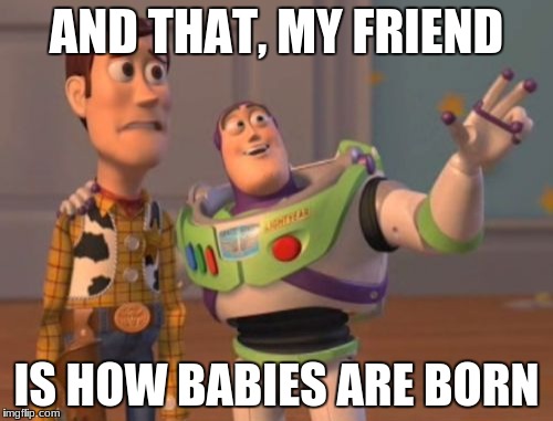Life Lessons With Buzz | AND THAT, MY FRIEND; IS HOW BABIES ARE BORN | image tagged in memes,x x everywhere | made w/ Imgflip meme maker