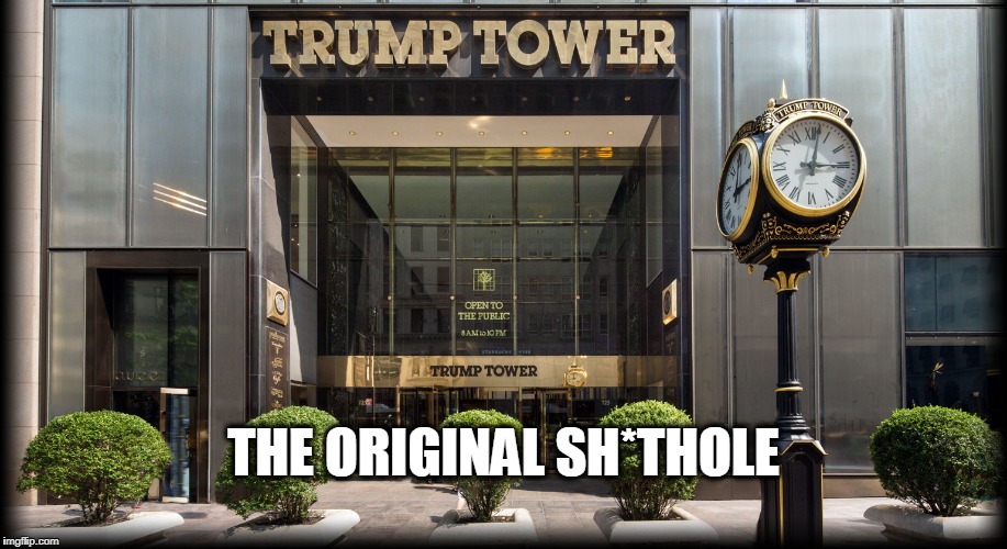 Trump Tower: The original sh*thole | THE ORIGINAL SH*THOLE | image tagged in donald trump,maga,never trump,trump,president trump | made w/ Imgflip meme maker