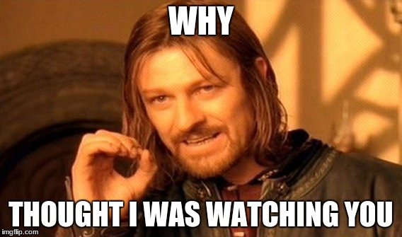 One Does Not Simply Meme | WHY; THOUGHT I WAS WATCHING YOU | image tagged in memes,one does not simply | made w/ Imgflip meme maker