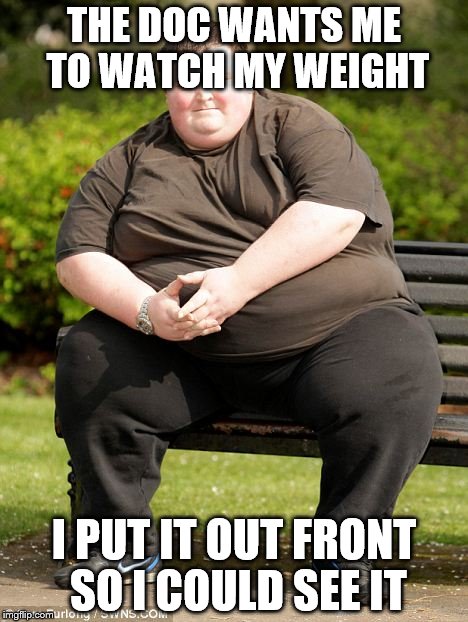 You gonna eat that? | THE DOC WANTS ME TO WATCH MY WEIGHT; I PUT IT OUT FRONT SO I COULD SEE IT | image tagged in fat | made w/ Imgflip meme maker