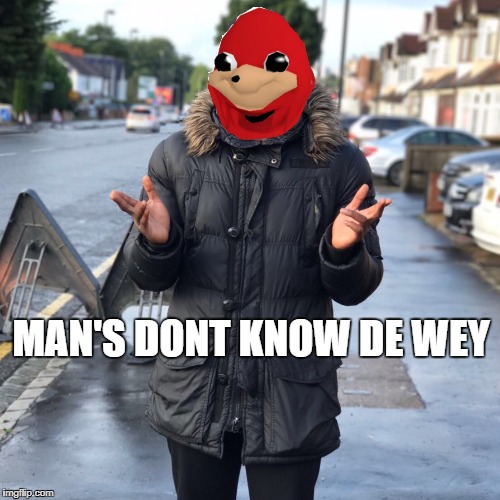 man's dont know de wey | MAN'S DONT KNOW DE WEY | image tagged in big shaq,knuckles,memes,2018,funny memes | made w/ Imgflip meme maker
