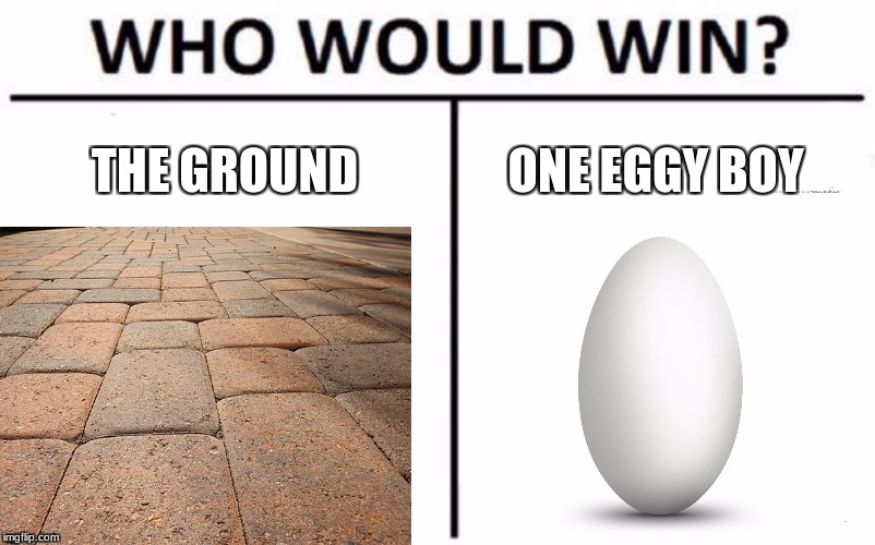 be careful  | THE GROUND; ONE EGGY BOY | image tagged in who would win,who would win meme,memes | made w/ Imgflip meme maker