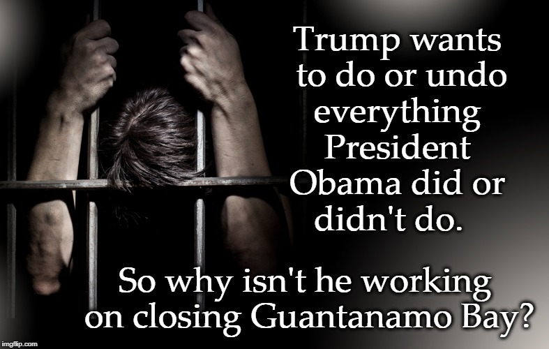 Driven by Insecurity | Trump wants to do or undo; everything President Obama did or didn't do. So why isn't he working on closing Guantanamo Bay? | image tagged in trump,guantanamo,guantanamo bay | made w/ Imgflip meme maker