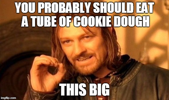 One Does Not Simply Meme | YOU PROBABLY SHOULD EAT A TUBE OF COOKIE DOUGH THIS BIG | image tagged in memes,one does not simply | made w/ Imgflip meme maker
