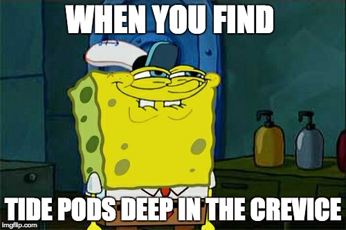 Don't You Squidward Meme | WHEN YOU FIND; TIDE PODS DEEP IN THE CREVICE | image tagged in memes,dont you squidward | made w/ Imgflip meme maker