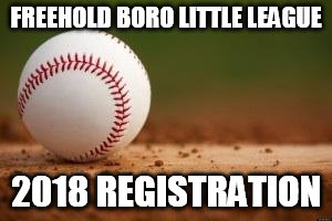 Baseball | FREEHOLD BORO LITTLE LEAGUE; 2018 REGISTRATION | image tagged in baseball | made w/ Imgflip meme maker