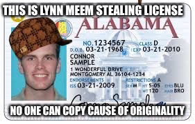 License | THIS IS LYNN MEEM STEALING LICENSE; NO ONE CAN COPY CAUSE OF ORIGINALITY | image tagged in license,scumbag | made w/ Imgflip meme maker