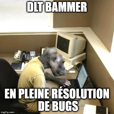 Monkey Business Meme | DLT BAMMER; EN PLEINE RÉSOLUTION DE BUGS | image tagged in memes,monkey business | made w/ Imgflip meme maker