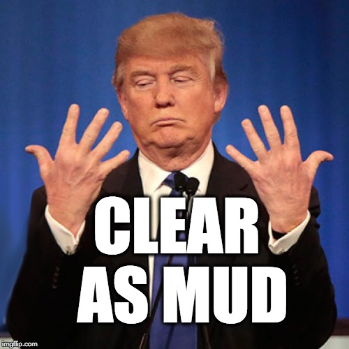 Clear as mud. | CLEAR AS MUD | image tagged in trump,trumptrain,maga,usa,donaldtrump | made w/ Imgflip meme maker