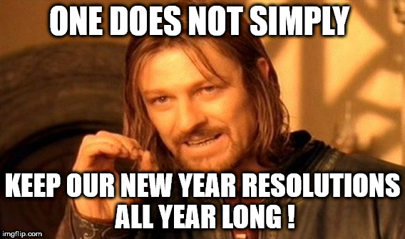 One Does Not Simply | ONE DOES NOT SIMPLY; KEEP OUR NEW YEAR RESOLUTIONS ALL YEAR LONG ! | image tagged in memes,one does not simply | made w/ Imgflip meme maker
