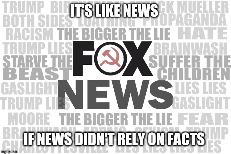 IT'S LIKE NEWS; IF NEWS DIDN'T RELY ON FACTS | image tagged in fox news | made w/ Imgflip meme maker