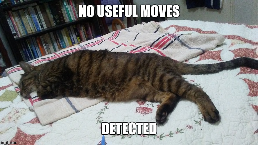 No Useful Moves | NO USEFUL MOVES; DETECTED | image tagged in cat,nap | made w/ Imgflip meme maker