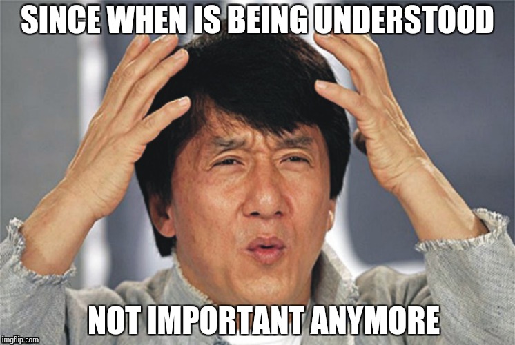 SINCE WHEN IS BEING UNDERSTOOD NOT IMPORTANT ANYMORE | image tagged in what the hell | made w/ Imgflip meme maker