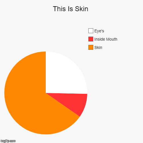 This Is Skin | Skin, Inside Mouth, Eye's | image tagged in funny,pie charts | made w/ Imgflip chart maker