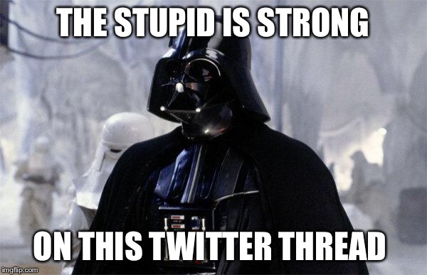Darth Vader | THE STUPID IS STRONG; ON THIS TWITTER THREAD | image tagged in darth vader | made w/ Imgflip meme maker