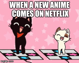 netflix need some new ones that aren't tvma. | WHEN A NEW ANIME COMES ON NETFLIX | image tagged in gamer,cat,glitch | made w/ Imgflip meme maker