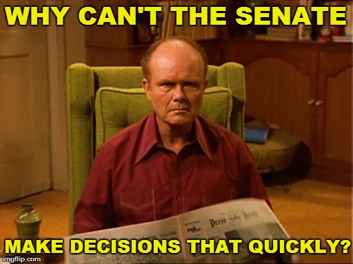 WHY CAN'T THE SENATE MAKE DECISIONS THAT QUICKLY? | made w/ Imgflip meme maker