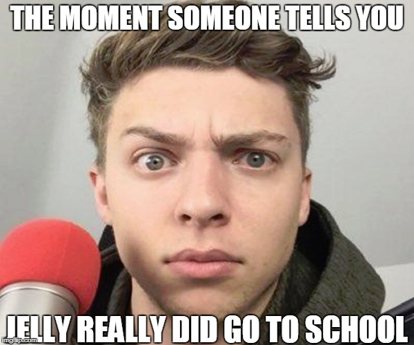 THE MOMENT SOMEONE TELLS YOU; JELLY REALLY DID GO TO SCHOOL | image tagged in memes,jelly yt,slogoman | made w/ Imgflip meme maker