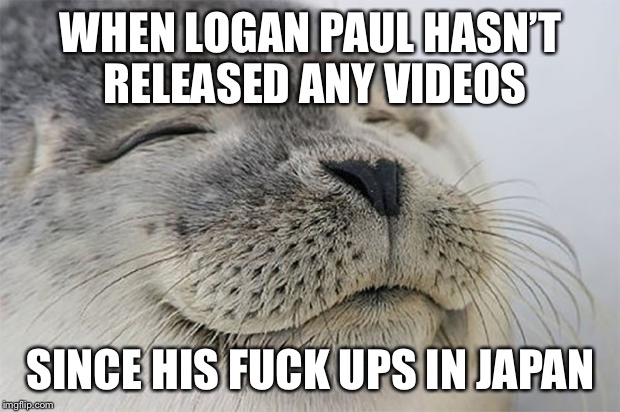Satisfied Seal Meme | WHEN LOGAN PAUL HASN’T RELEASED ANY VIDEOS; SINCE HIS FUCK UPS IN JAPAN | image tagged in memes,satisfied seal | made w/ Imgflip meme maker