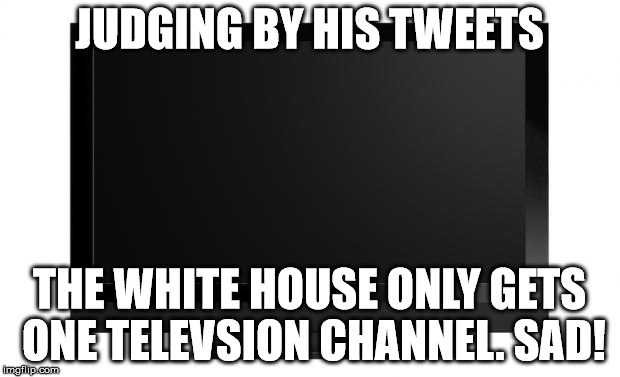 Television | JUDGING BY HIS TWEETS; THE WHITE HOUSE ONLY GETS ONE TELEVSION CHANNEL. SAD! | image tagged in television | made w/ Imgflip meme maker