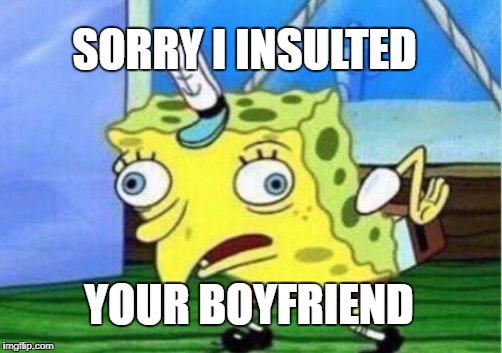 Mocking Spongebob Meme | SORRY I INSULTED YOUR BOYFRIEND | image tagged in memes,mocking spongebob | made w/ Imgflip meme maker