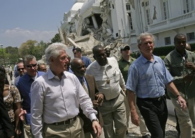WJC and Bush Jnr in Haiti Blank Meme Template