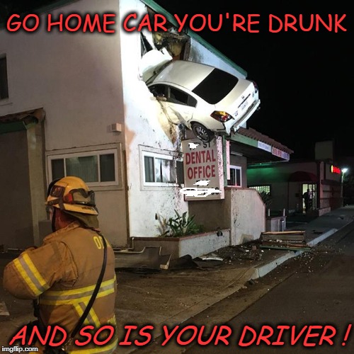 drunk | GO HOME CAR YOU'RE DRUNK; AND SO IS YOUR DRIVER ! | image tagged in go home youre drunk | made w/ Imgflip meme maker