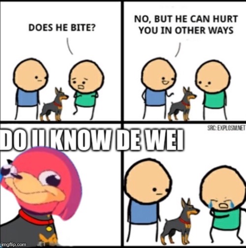Know de wei dog | image tagged in does it bite | made w/ Imgflip meme maker