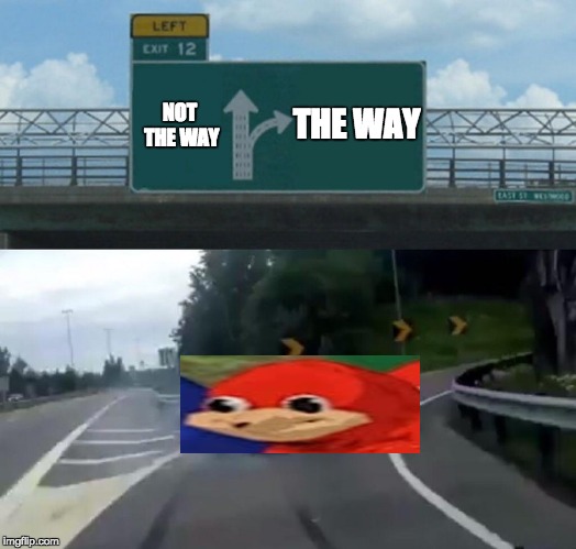 Left Exit 12 Off Ramp Meme | NOT THE WAY; THE WAY | image tagged in exit 12 highway meme | made w/ Imgflip meme maker