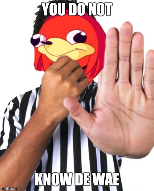 Referee know de wey  | YOU DO NOT; KNOW DE WAE | image tagged in referee know de wey,ugandan knuckles,do you know the way,nfl memes,nfl,football | made w/ Imgflip meme maker