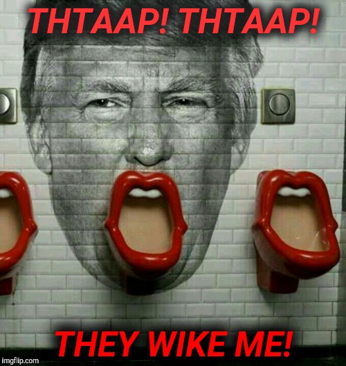 Donald Trump Urinal | THTAAP! THTAAP! THEY WIKE ME! | image tagged in donald trump urinal | made w/ Imgflip meme maker
