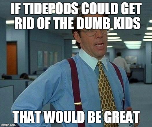 That Would Be Great Meme | IF TIDEPODS COULD GET RID OF THE DUMB KIDS; THAT WOULD BE GREAT | image tagged in memes,that would be great | made w/ Imgflip meme maker