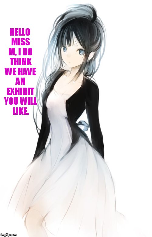 HELLO MISS M, I DO THINK WE HAVE AN EXHIBIT YOU WILL LIKE. | made w/ Imgflip meme maker