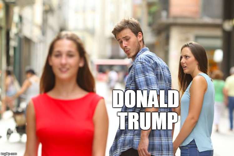 Simples but fun | DONALD TRUMP | image tagged in distracted boyfriend,funny,trump,joke,jokes,president | made w/ Imgflip meme maker