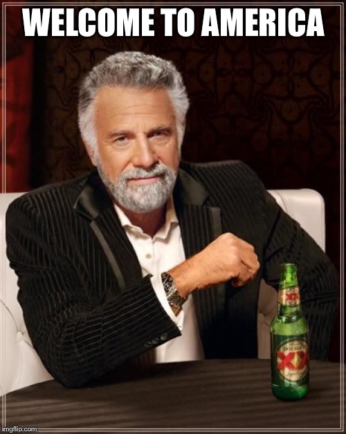 The Most Interesting Man In The World Meme | WELCOME TO AMERICA | image tagged in memes,the most interesting man in the world | made w/ Imgflip meme maker