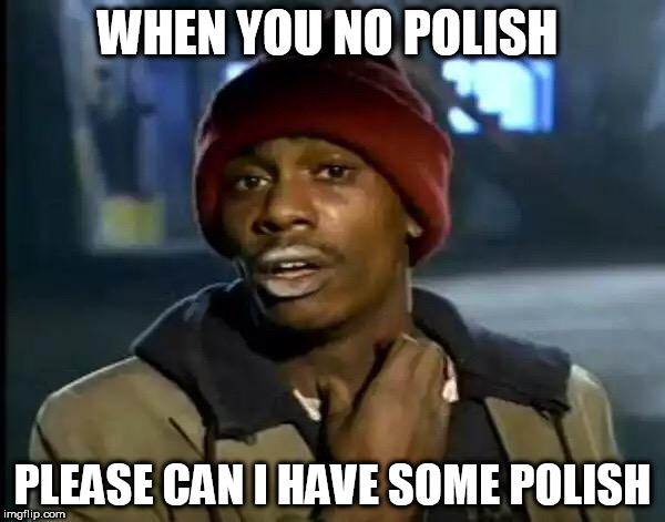 Y'all Got Any More Of That Meme | WHEN YOU NO POLISH; PLEASE CAN I HAVE SOME POLISH | image tagged in memes,y'all got any more of that | made w/ Imgflip meme maker