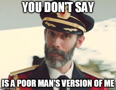 Captain Obvious | YOU DON'T SAY; IS A POOR MAN'S VERSION OF ME | image tagged in captain obvious | made w/ Imgflip meme maker
