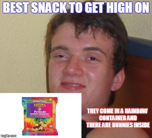 10 Guy Meme | BEST SNACK TO GET HIGH ON; THEY COME IN A RAINBOW CONTAINER AND THERE ARE BUNNIES INSIDE | image tagged in memes,10 guy | made w/ Imgflip meme maker
