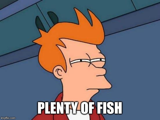Futurama Fry Meme | PLENTY OF FISH | image tagged in memes,futurama fry | made w/ Imgflip meme maker