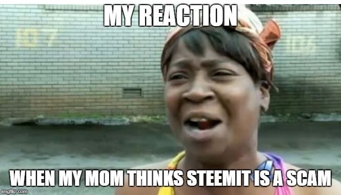 MY REACTION; WHEN MY MOM THINKS STEEMIT IS A SCAM | made w/ Imgflip meme maker