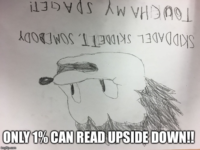 ONLY 1% CAN READ UPSIDE DOWN!! | image tagged in skiddadel spaget | made w/ Imgflip meme maker