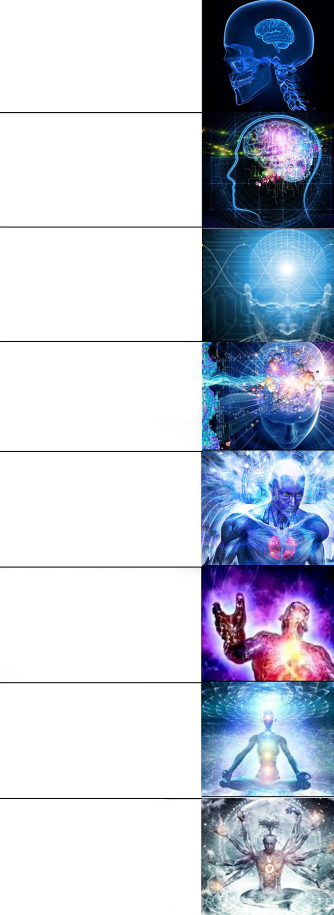 High Quality expanding brain (tall) Blank Meme Template